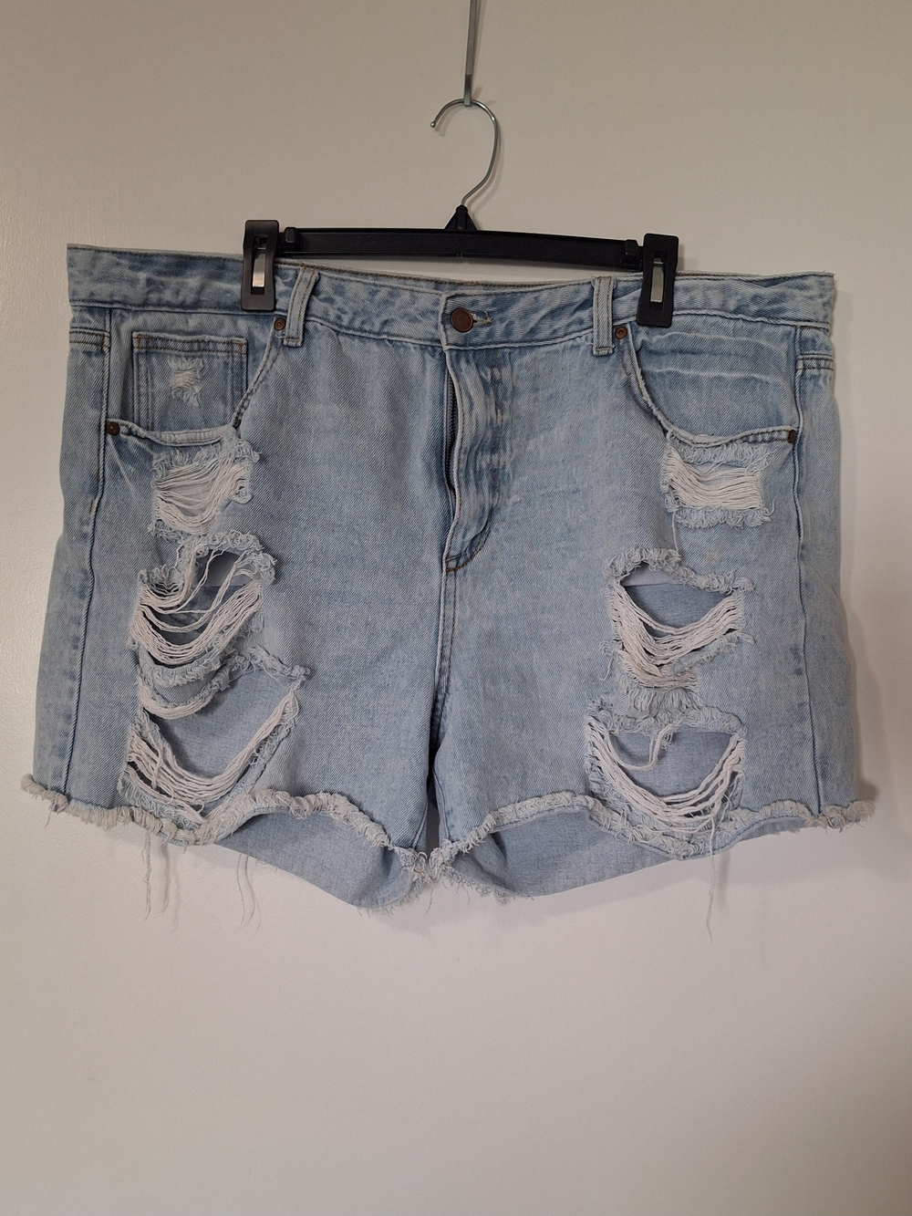 Celebrity Pink Light Blue Distressed Denim Shorts